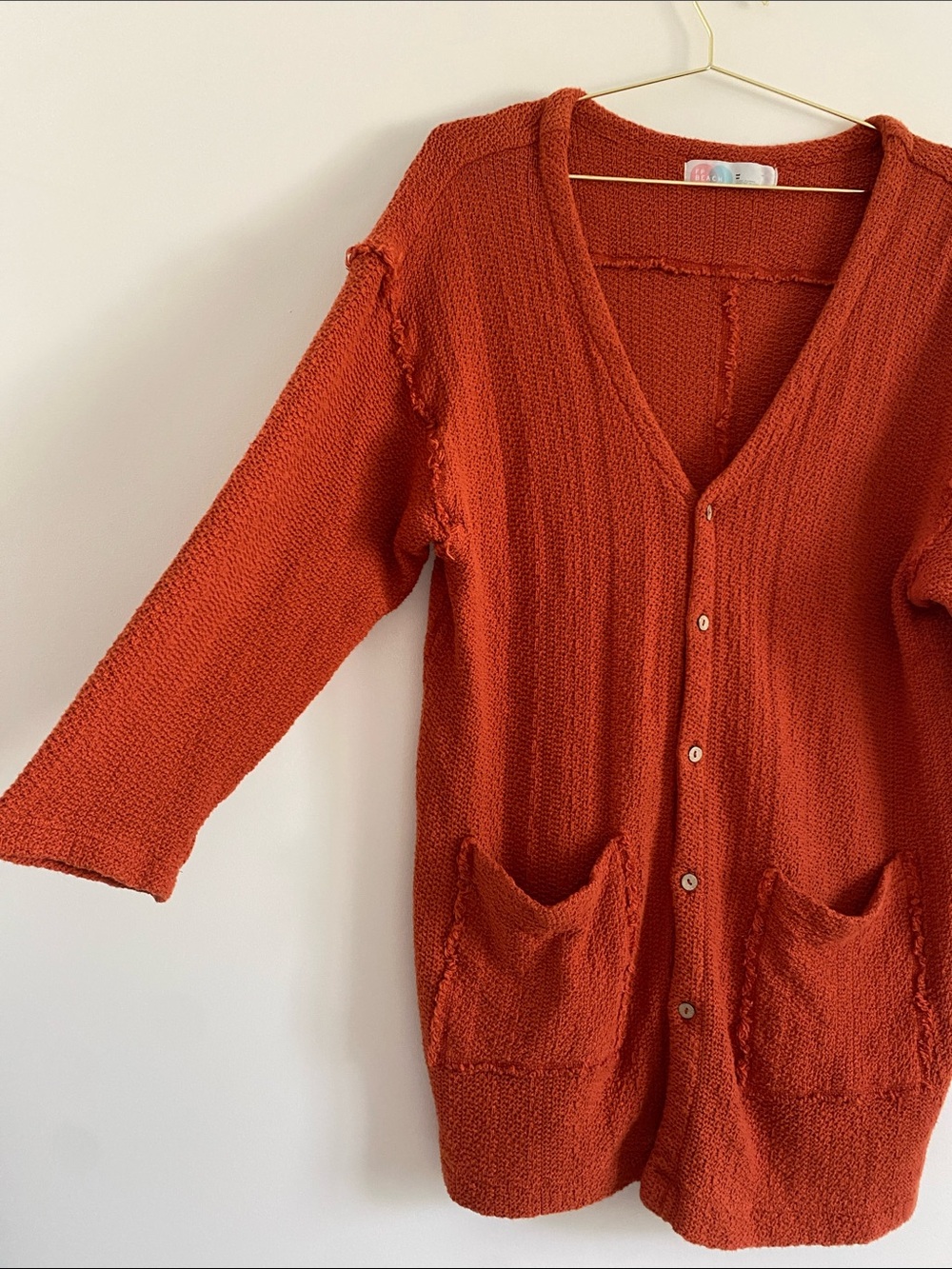 Free People Day Dreaming 100% Cotton Oversized Cardigan Malibu Orange | - Picture 4 of 8